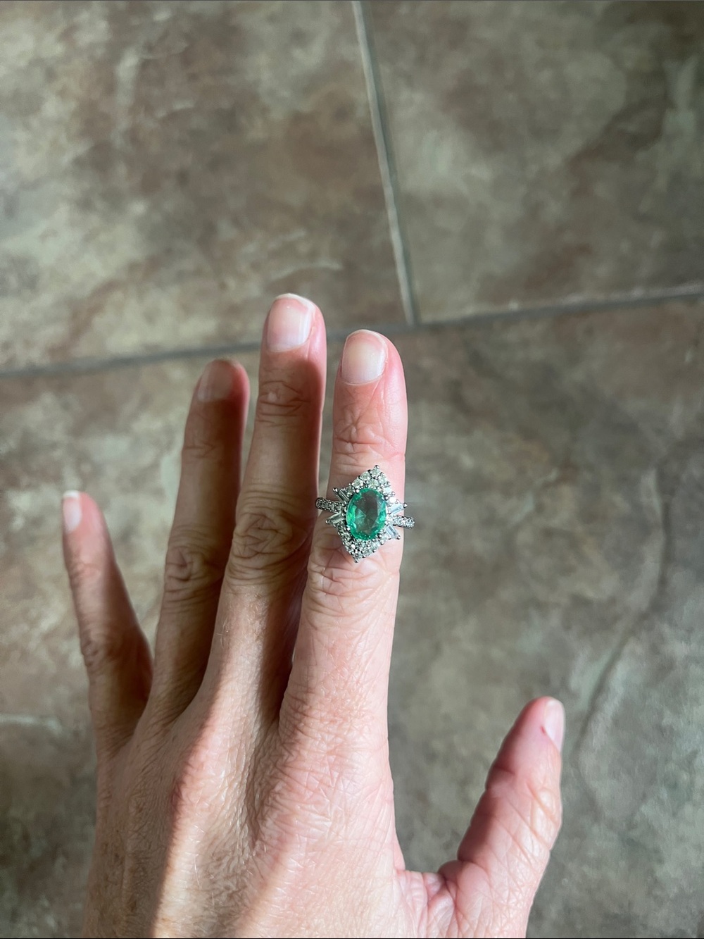 Emerald Green Marquise Halo Ring - Women Jewelry